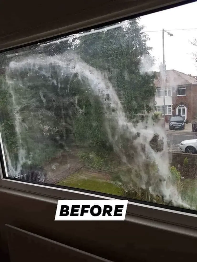Before: A window with a badly misted sealed glass unit